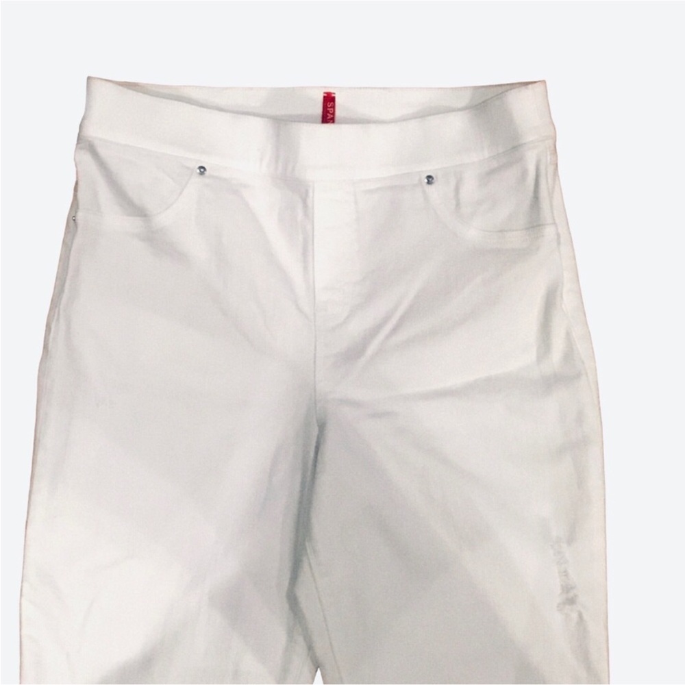 SPANX White High Rise Pull-On Skinny Legging Jeans Shape Stretch Denim Size- L - Picture 5 of 16